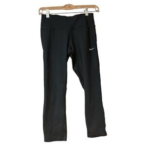 Nike Dri Fit Capri Running Leggings Mesh Panel Black‎ Womens Size XS